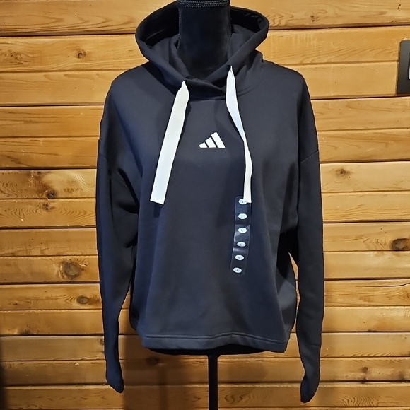 Adidas Women's Fleece 3Stripe Hoodie Large NWT - Picture 2 of 7